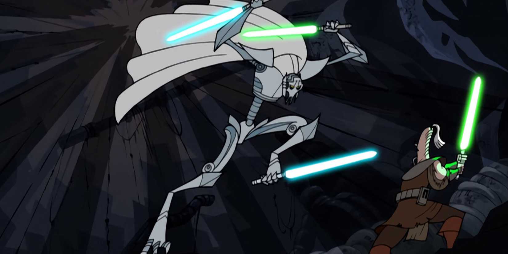 Grievous fighting Ki-Adi Mundi in Star Wars Clone Wars