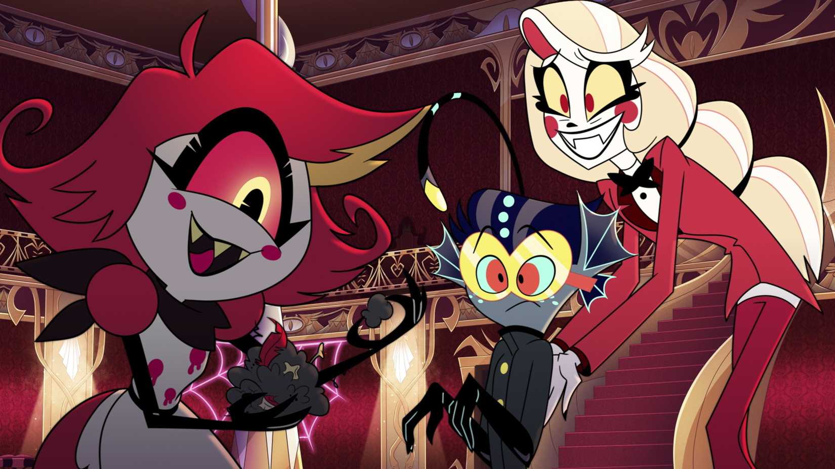 Nifty, Baxter e Charlie em Hazbin Hotel.