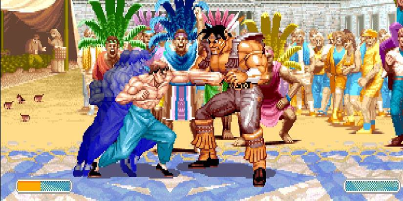 Super Street Fighter 2 Turbo Fei Long using super move against T. Hawk