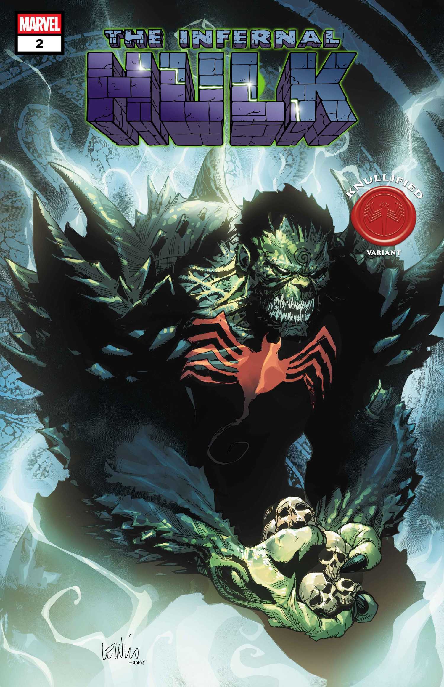 infernal hulk knullified variant cover, showing Hulk with symbiote powers