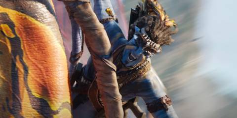 Jake Sully riding the Toruk during a battle in Avatar Fire and Ash