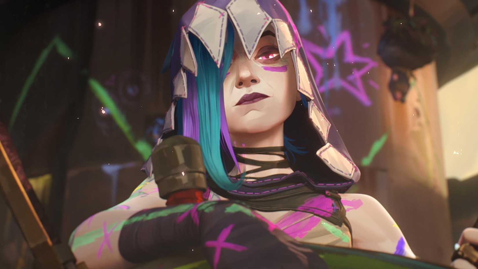 Jinx com uma expressão vazia em Arcane