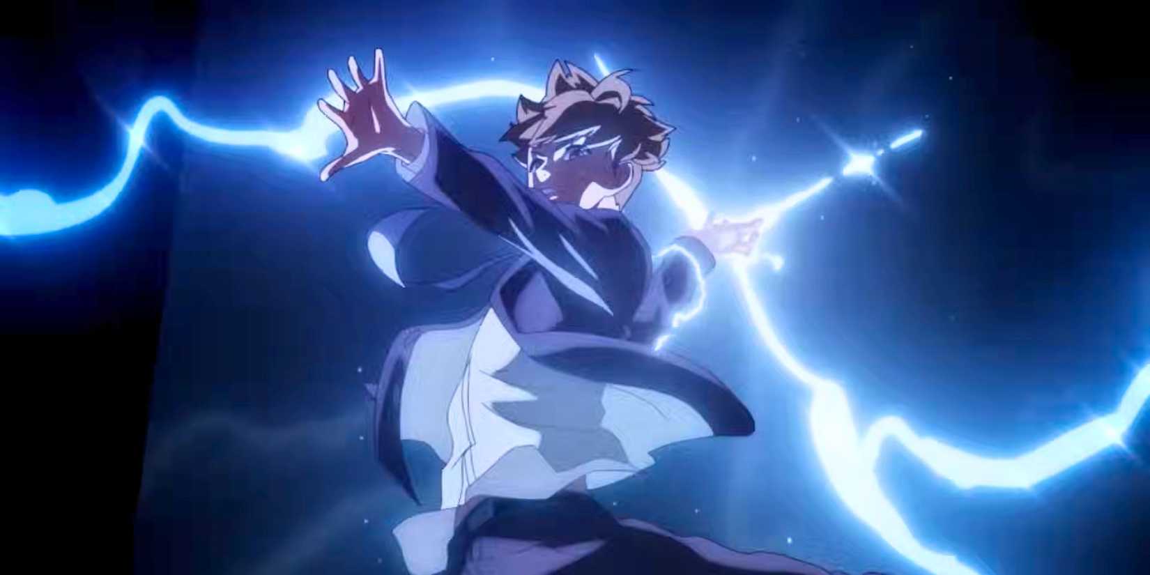 Jiwoo Seo using his superpowers to fight in the Eleceed anime