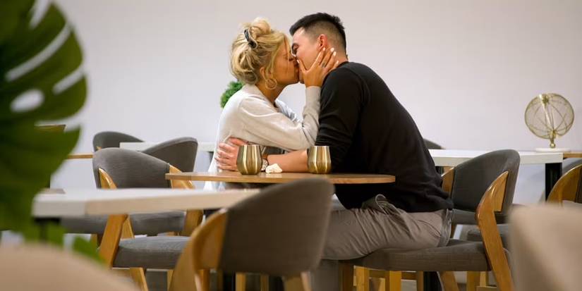 Kacie McIntosh and Patrick Suzuki kiss in the hotel on Love Is Blind season 9