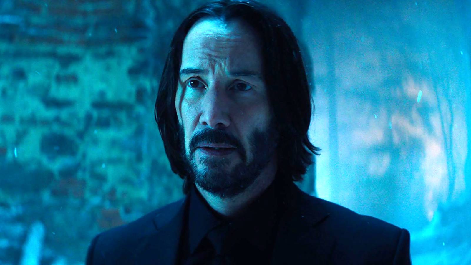 Keanu Reeves as John Wick looking concerned in Ballerina