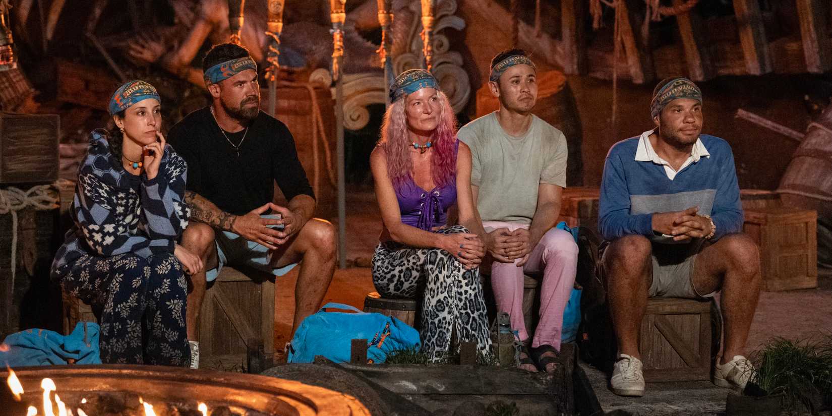 The Kele Tribe at Tribal Council in Survivor season 49, episode 2.