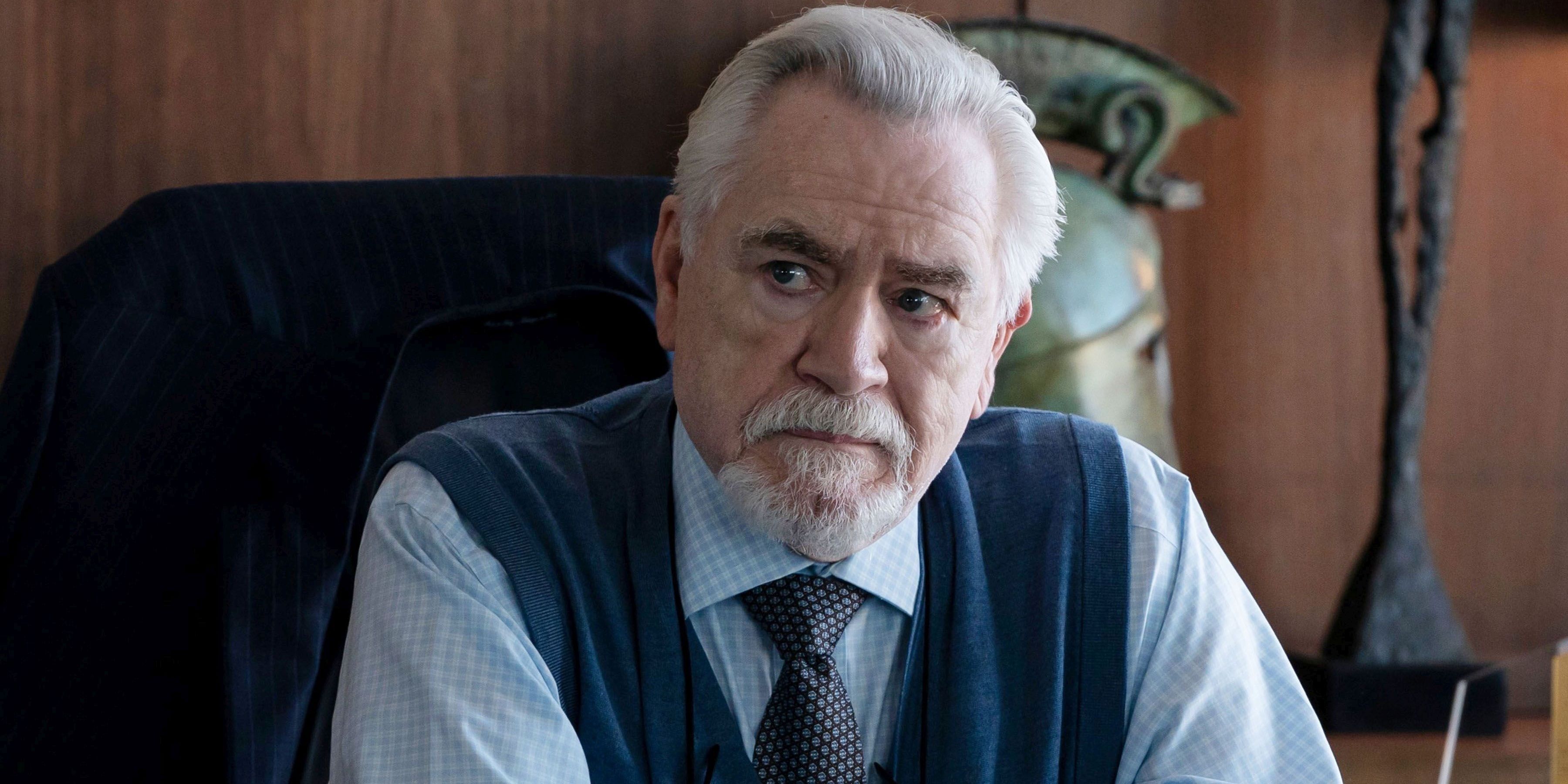 Logan com semblante sério em Succession