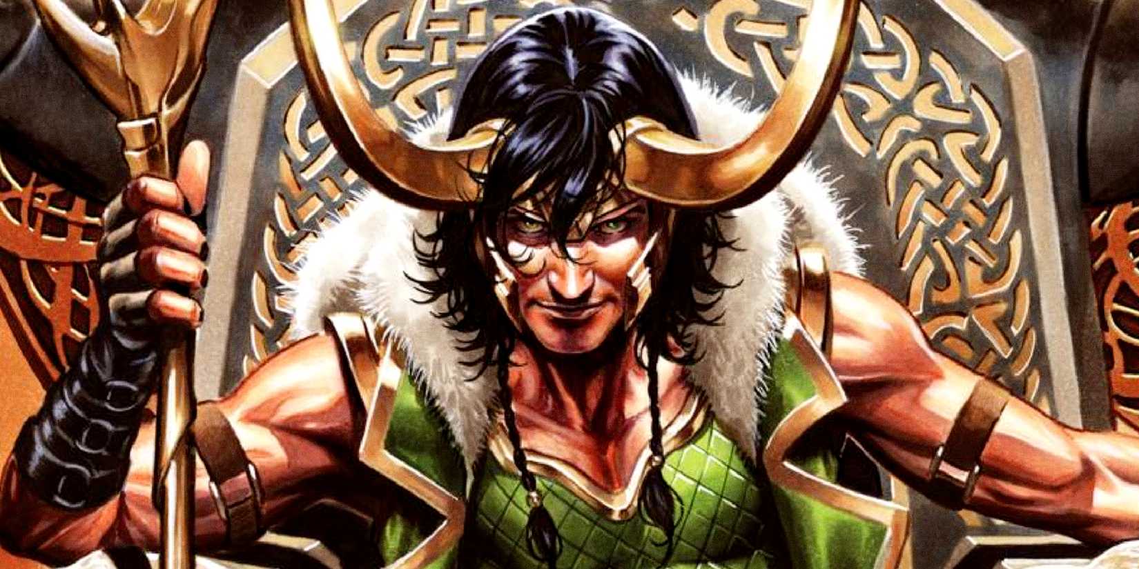 Loki sits on his throne in Marvel Comics