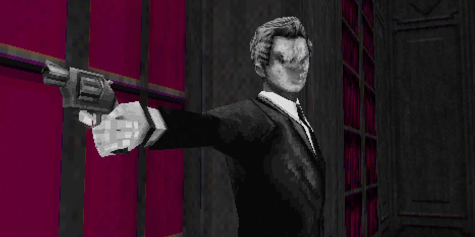 A Lorelei and the Laser Eyes character pointing a snubnose revolver