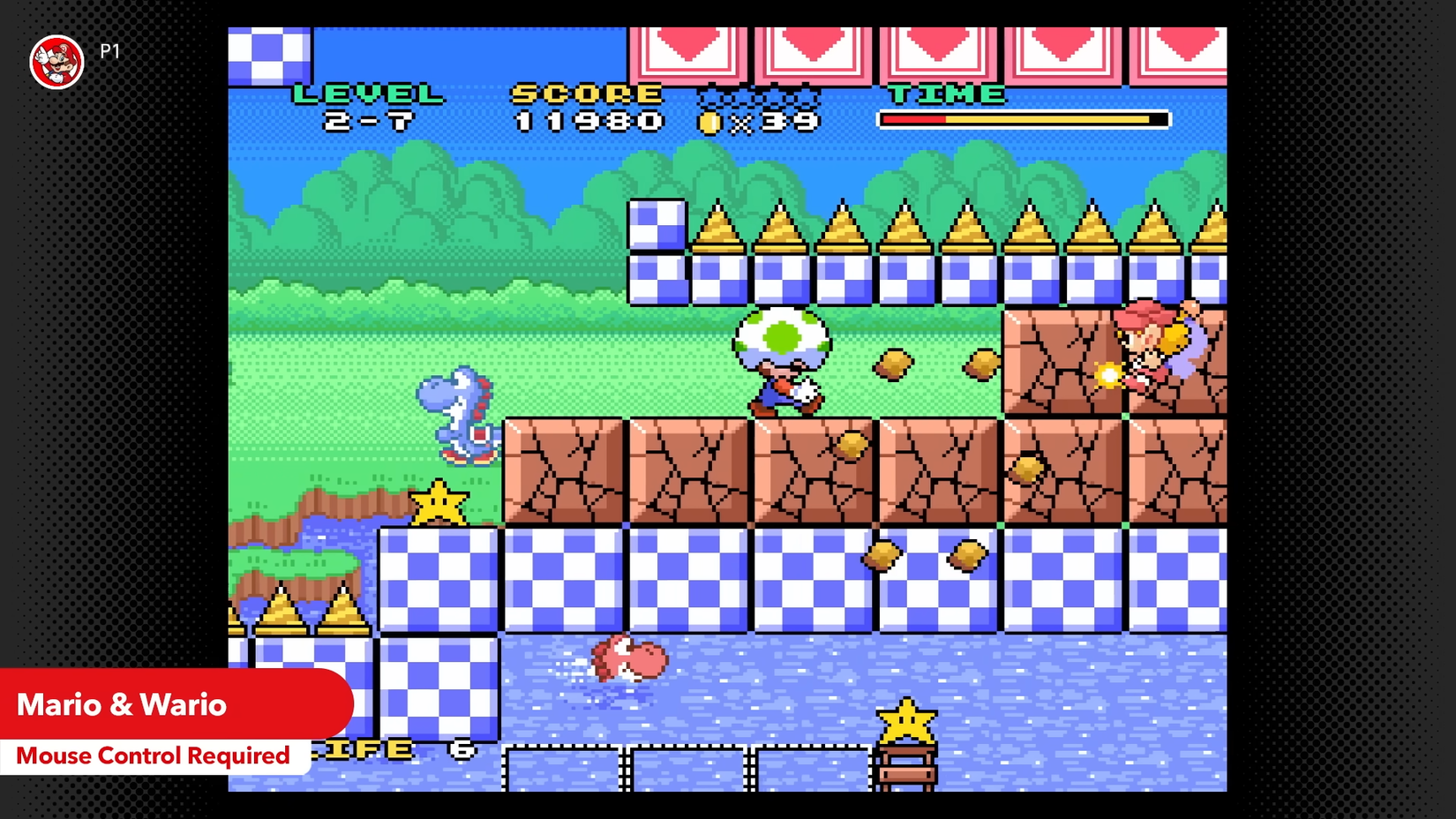 Mario and Wario eggshell on Mario's head