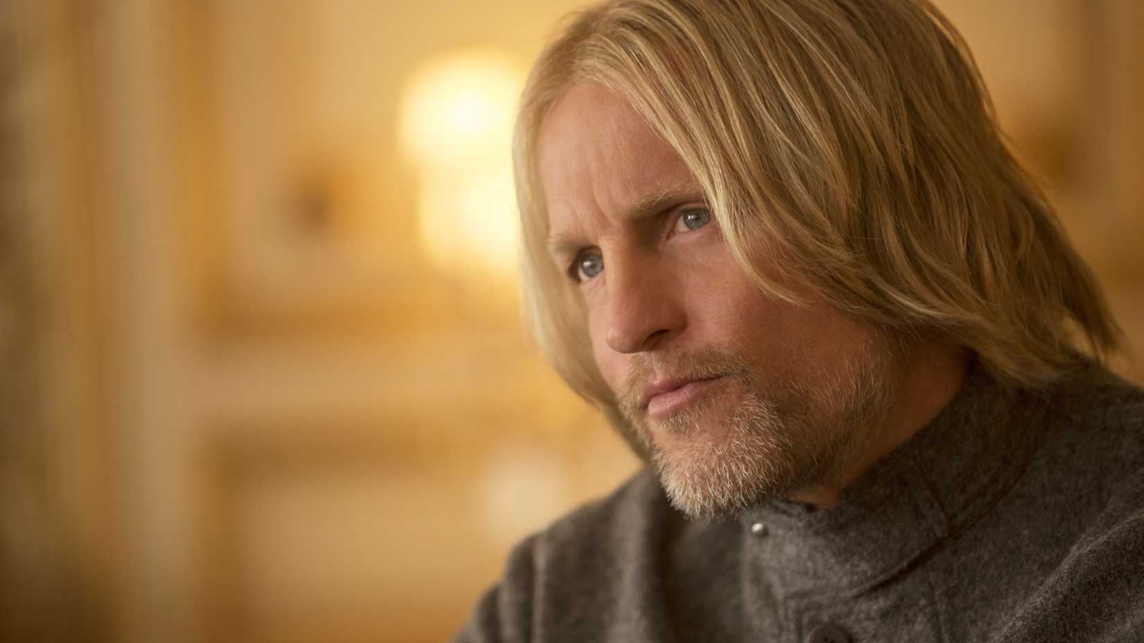 Haymitch Abernathy (Woody Harrelson) pensativo em Jogos Vorazes: A Esperança - O Final
