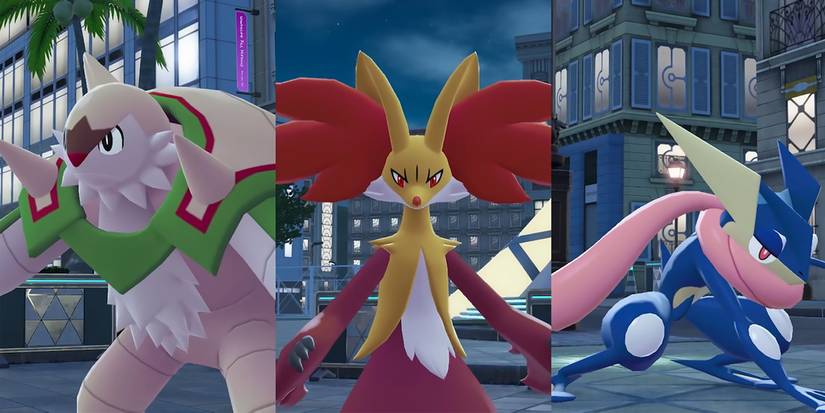 Mega Chesnaught, Delphox, and Greninja in Pokemon Legends Z-A