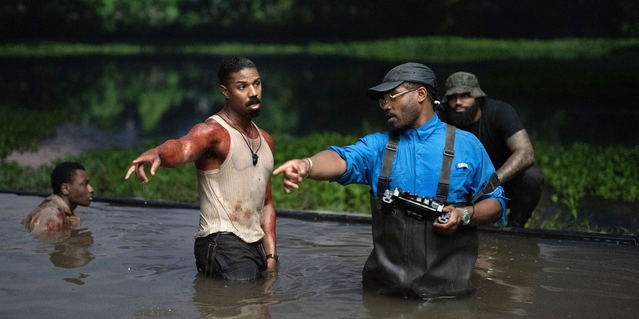 Ryan Coogler e Michael B. Jordan no set de Sinners.