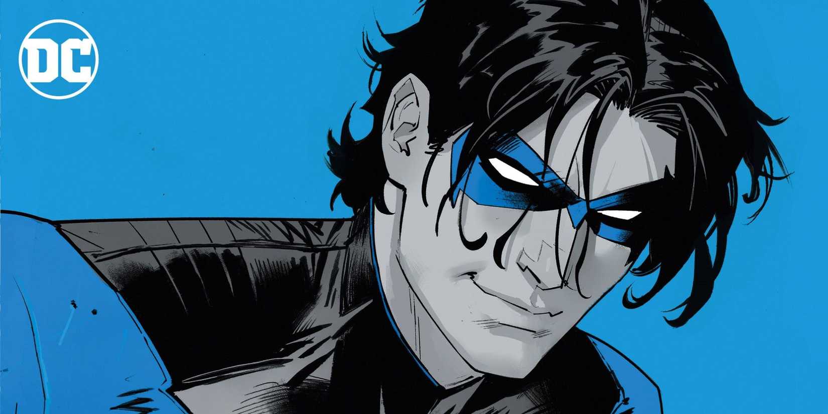 Nightwing Cover art black and blue with his escrima sticks out