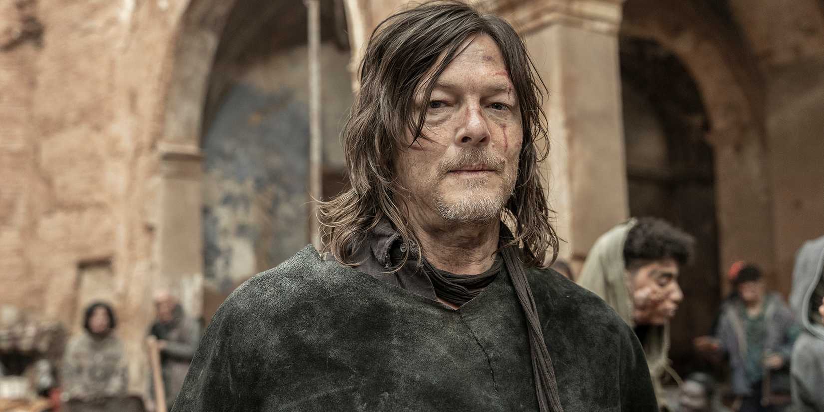 Norman Reedus as Daryl looking into the camera in The Walking Dead: Daryl Dixon season 3