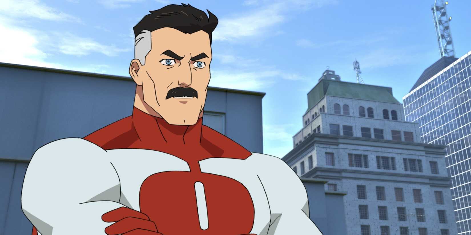 Omni-Man com uma expressão de desaprovação em Invincible.