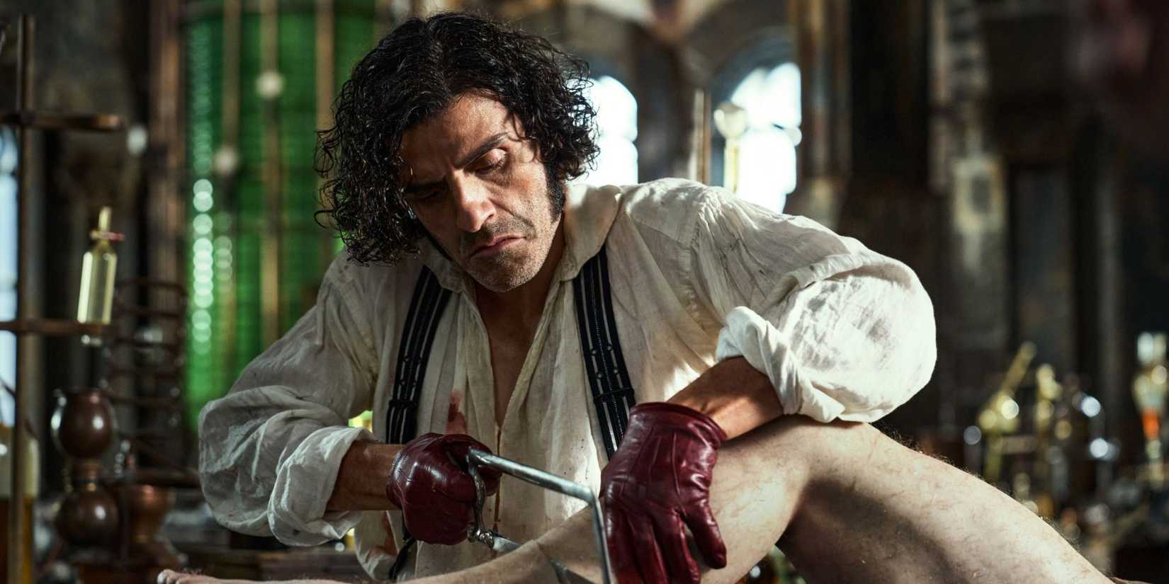 Oscar Isaac como Victor Frankenstein no filme Frankenstein de Guillermo del Toro