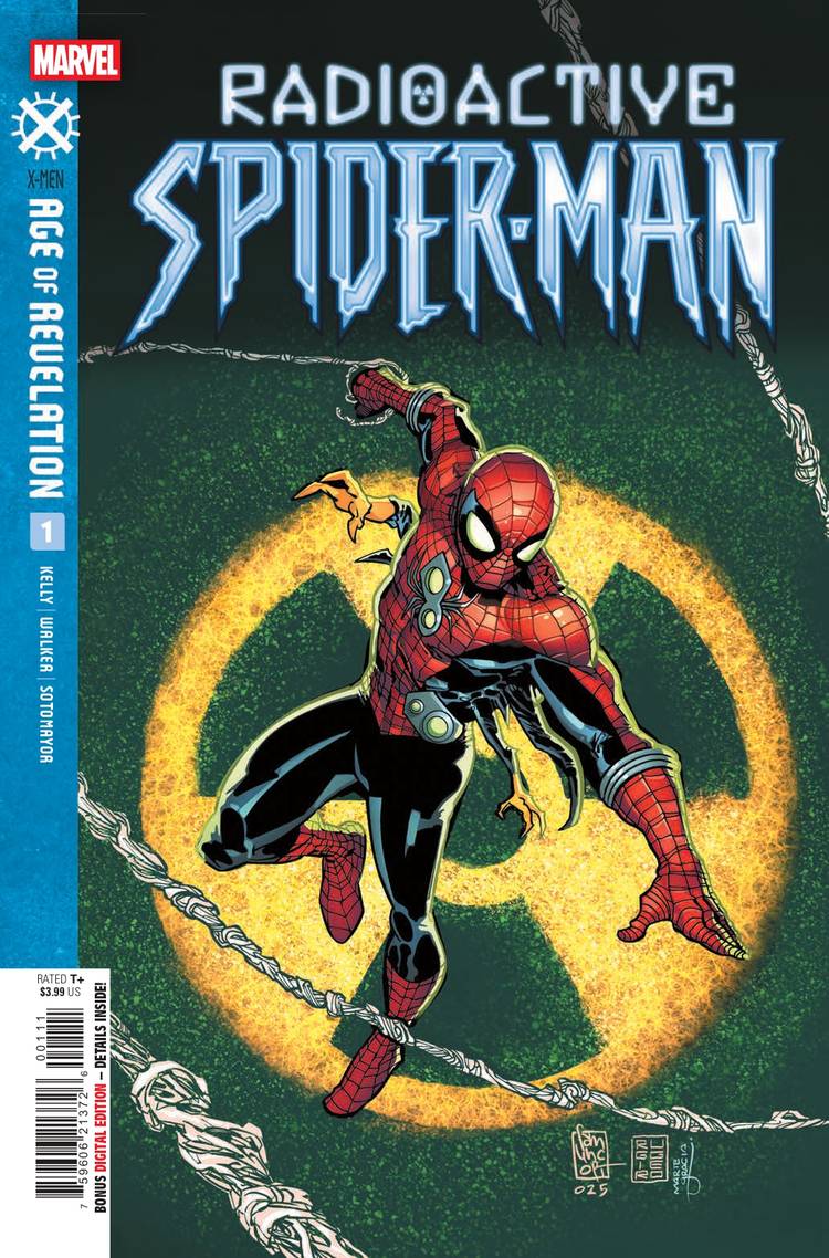 Peter Parker web-swings with six arms in Radioactive Spider-Man cover