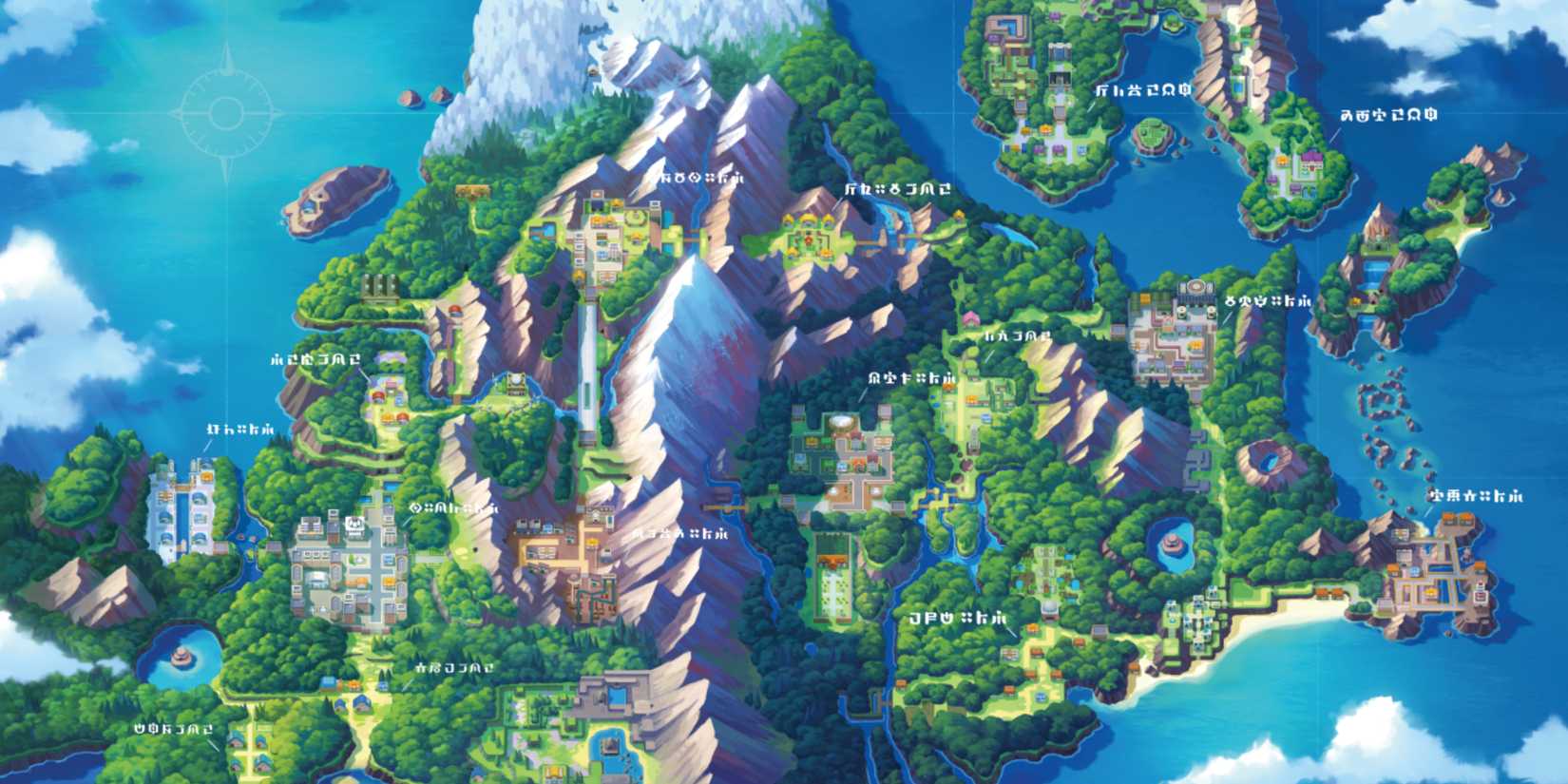 The map of the Sinnoh region in Pokemon Diamond and Pearl.
