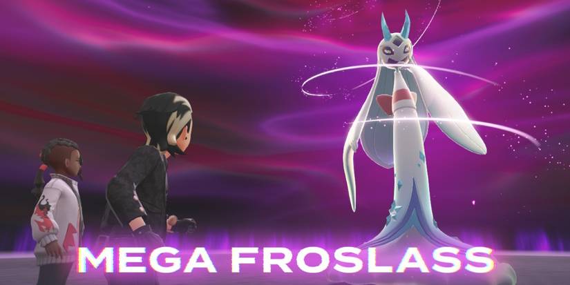O Treinador e Naveen enfrentam um Rogue Mega Froslass em Pokémon Legends ZA.