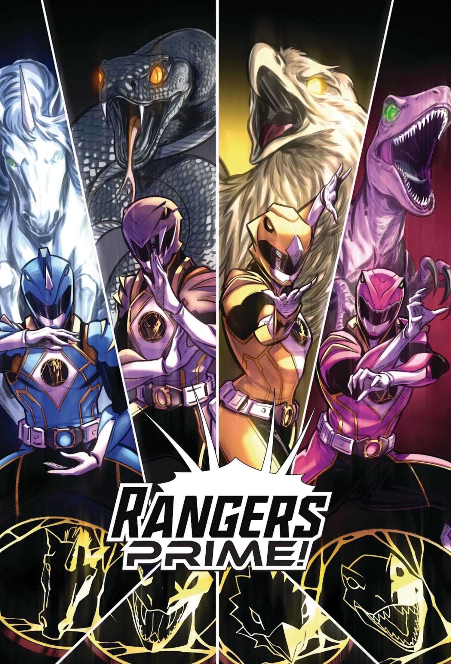 Power Rangers Prime, the Rangers with the inspirations for their Zords