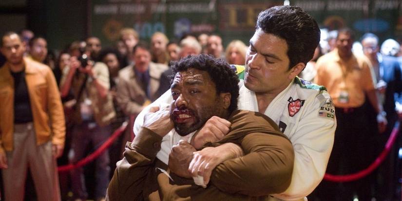 A man choking another man in Redbelt