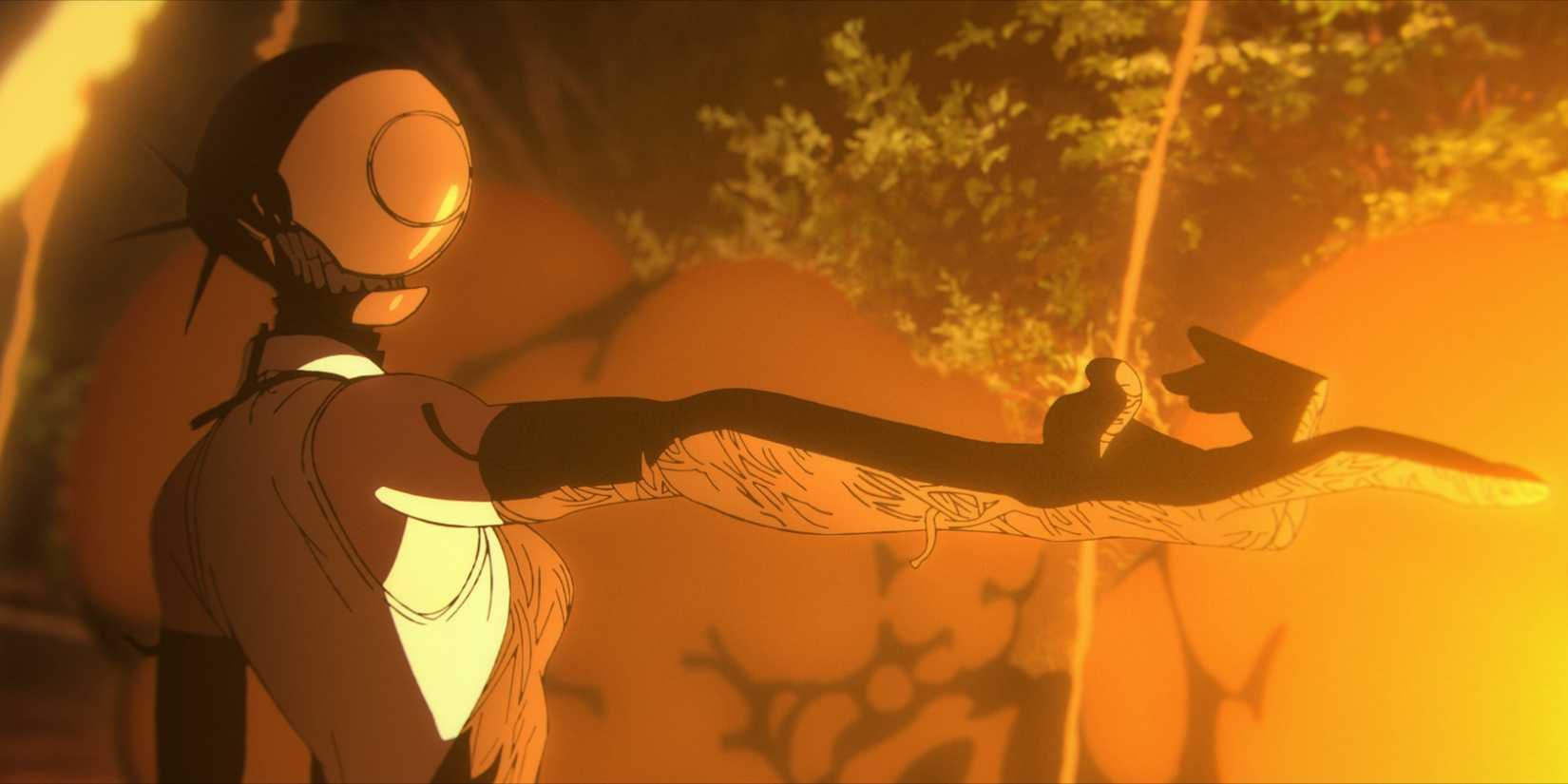 Reze as the Bomb Devil with her finger pointed forward in Chainsaw Man — The Movie: Reze Arc.