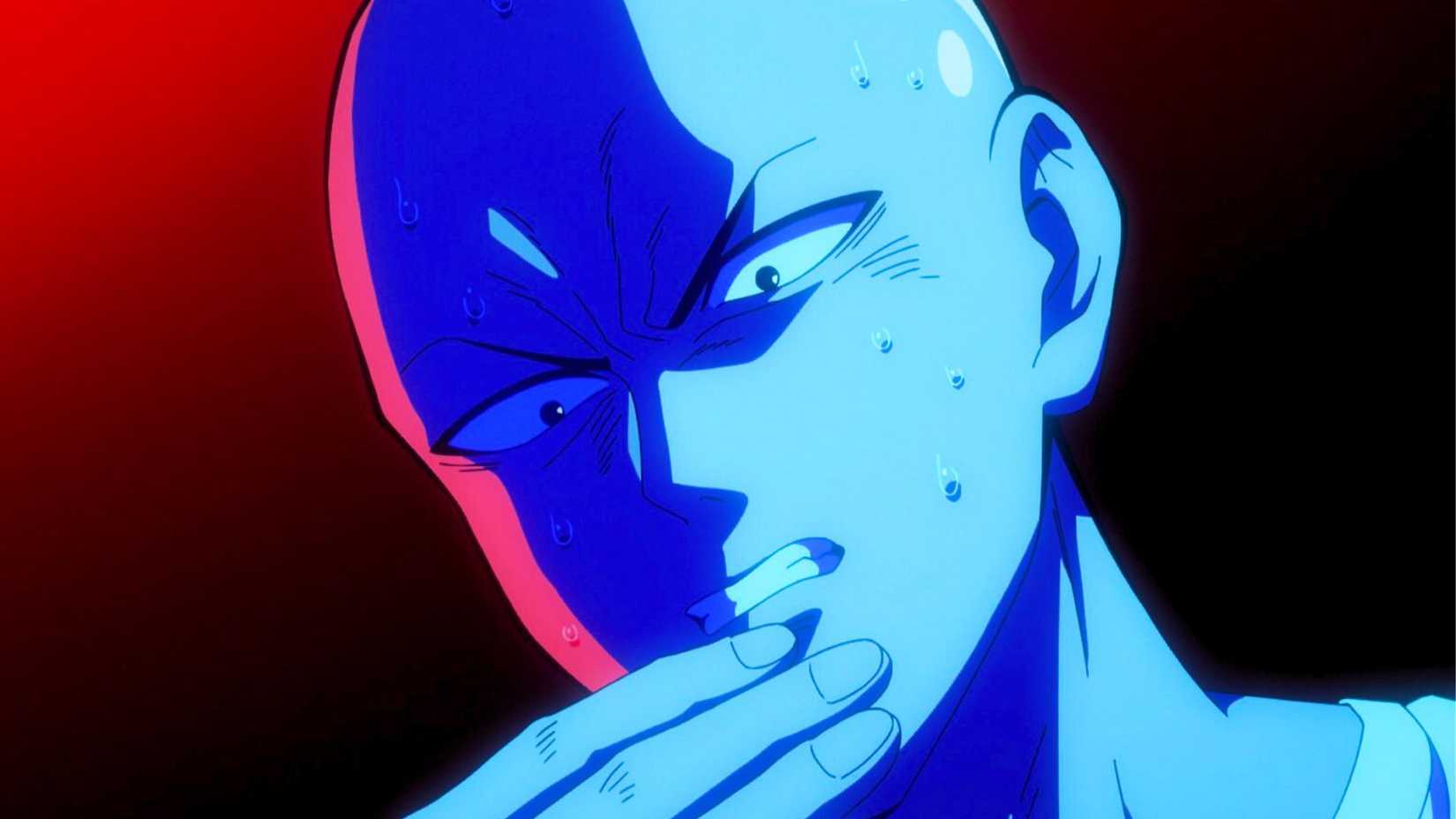 Saitama trông có vẻ lo lắng trong anime One Punch Man mùa 3.