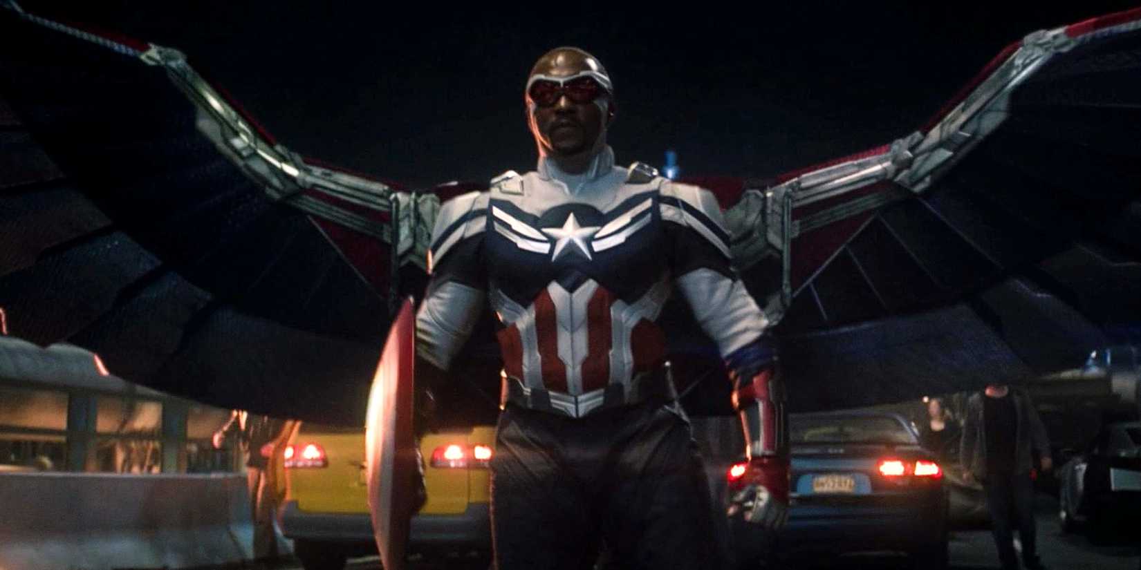 Sam Wilson opens his wings in The Falcon and the Winter Soldier