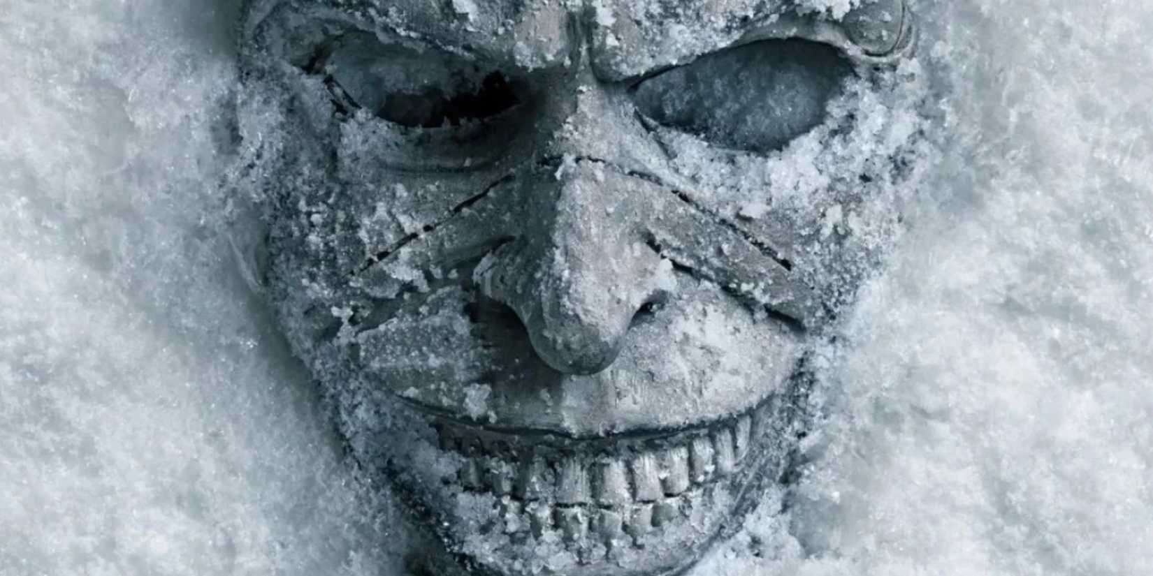 The Grabber mask in snow from Black Phone 2