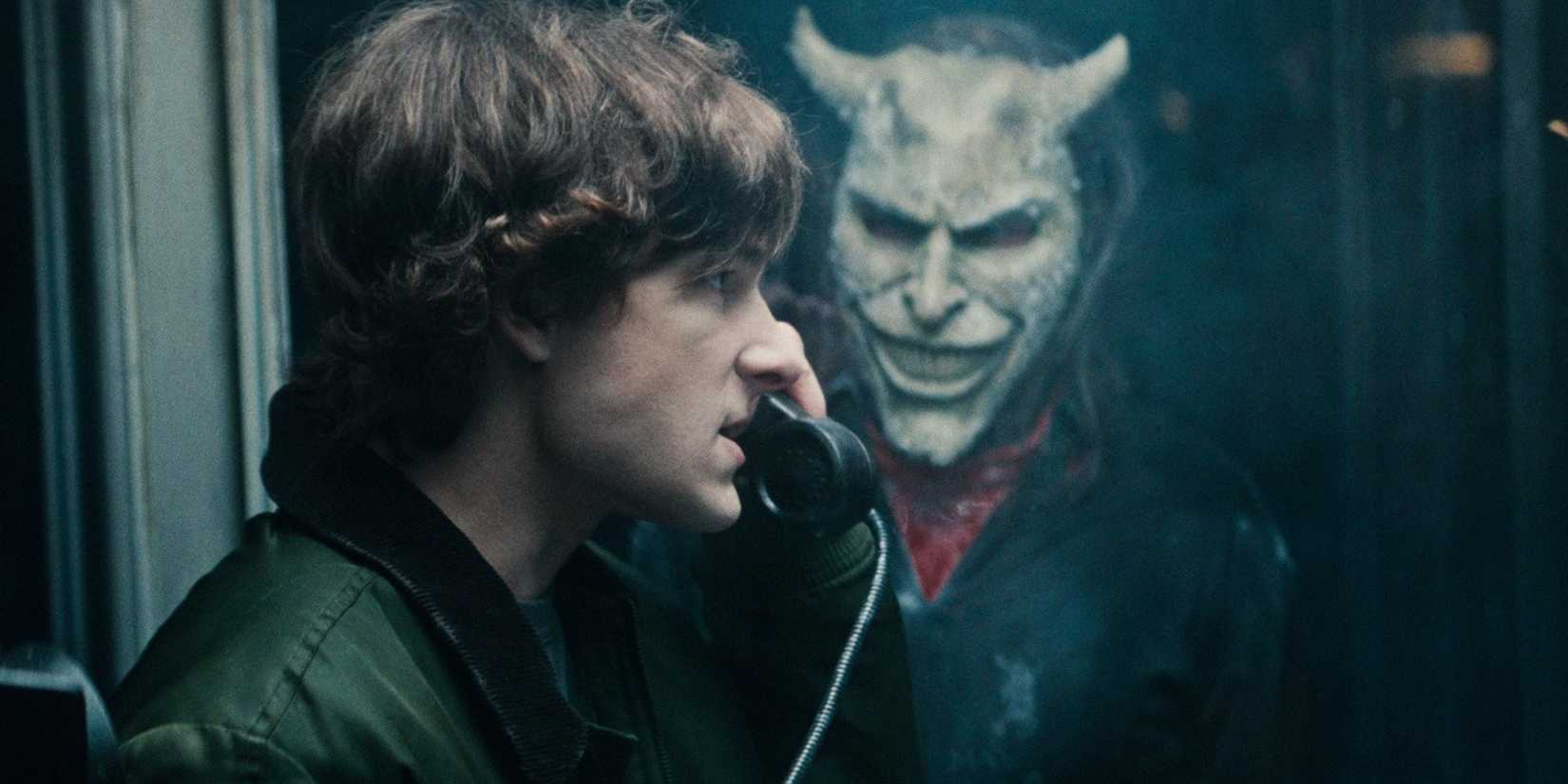 Mason Thames and Ethan Hawke as Finney and the Grabber in Black Phone 2