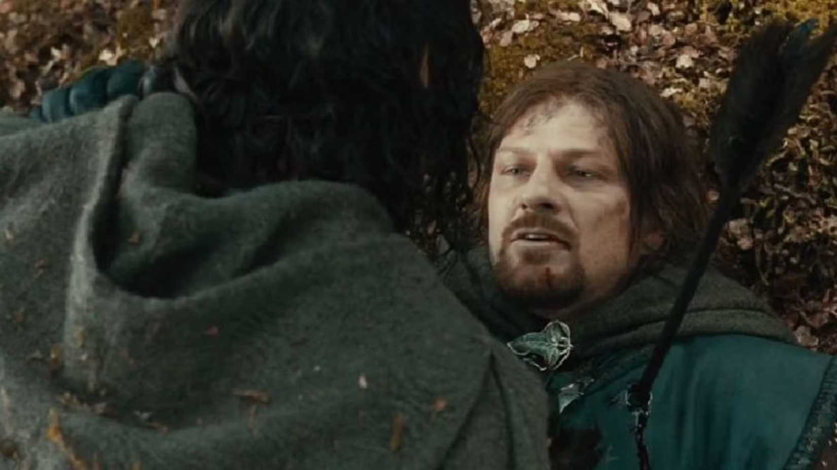 Sean Bean as Boromir dies in Lord of the Rings