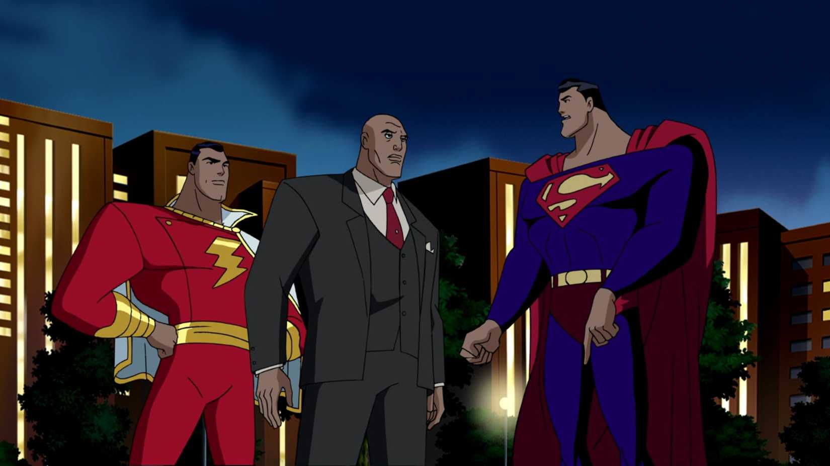 Shazam, Lex Luthor, e Superman em