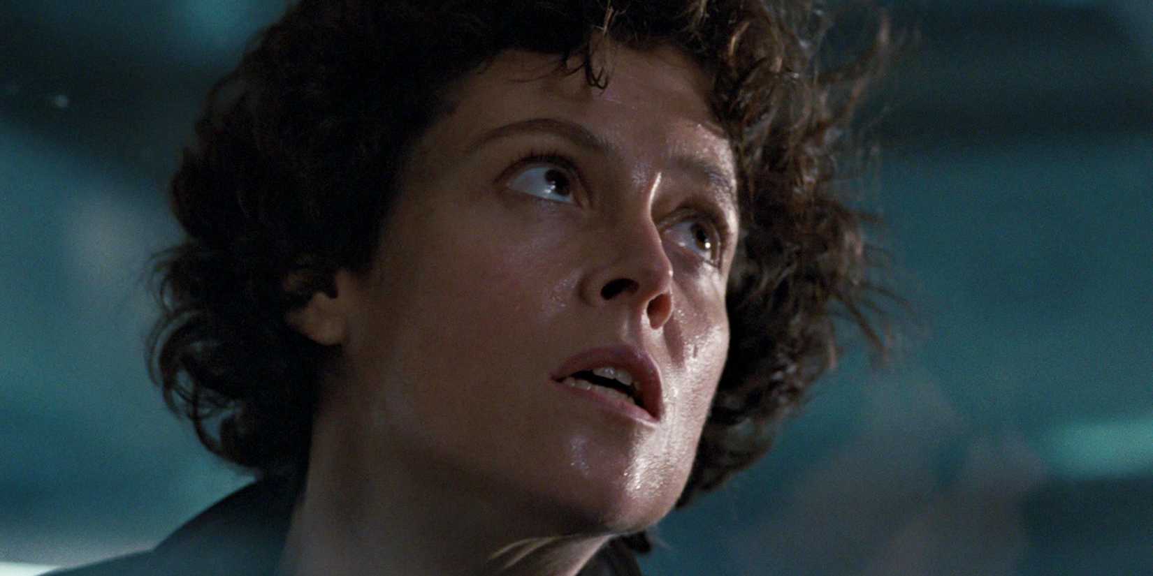 Sigourney Weaver looking determined as Ellen Ripley in Aliens