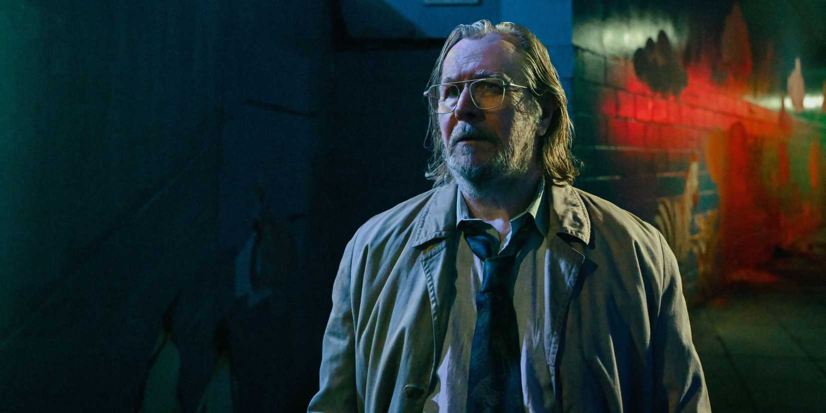 Jackson Lamb (Gary Oldman) com uma expressão descontente em Slow Horses, temporada 5, episódio 5.