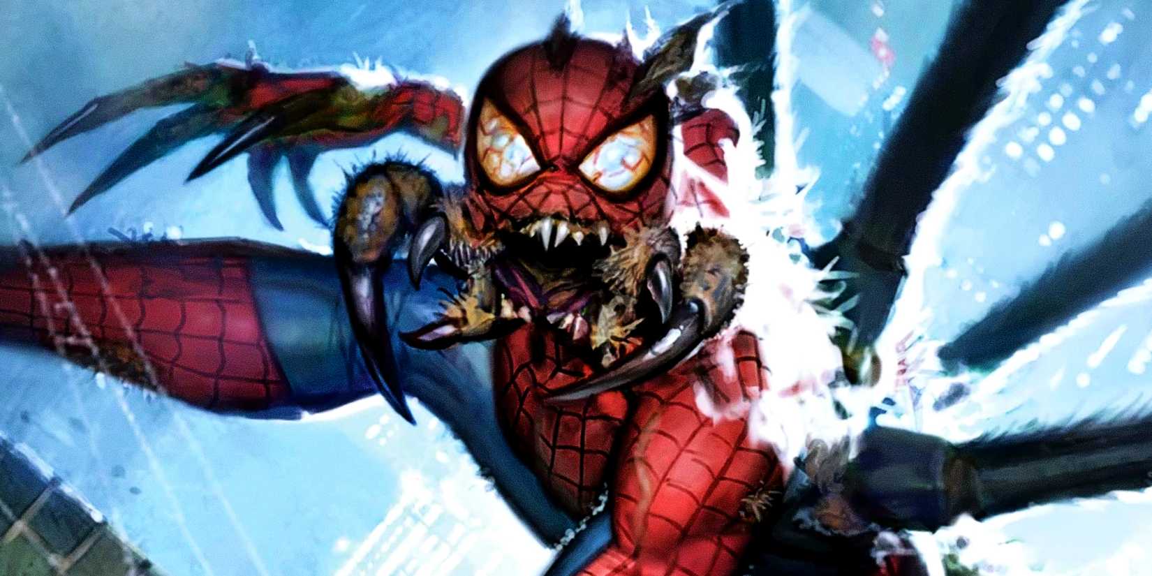 Homem-Aranha grita em sua monstruosa transformação Homem-Aranha