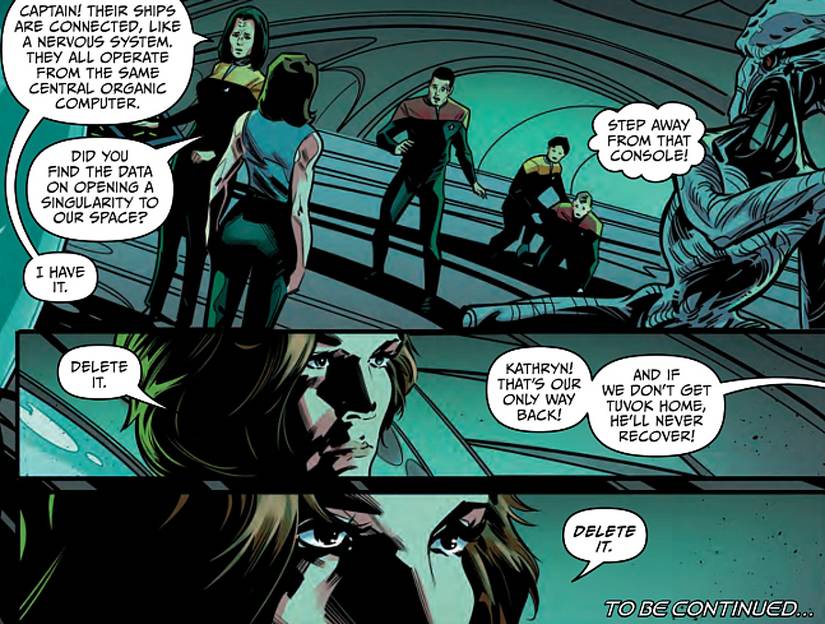 Star Trek Voyager Homecoming #2, cliffhanger ending as Janeway jeopardizing their return home