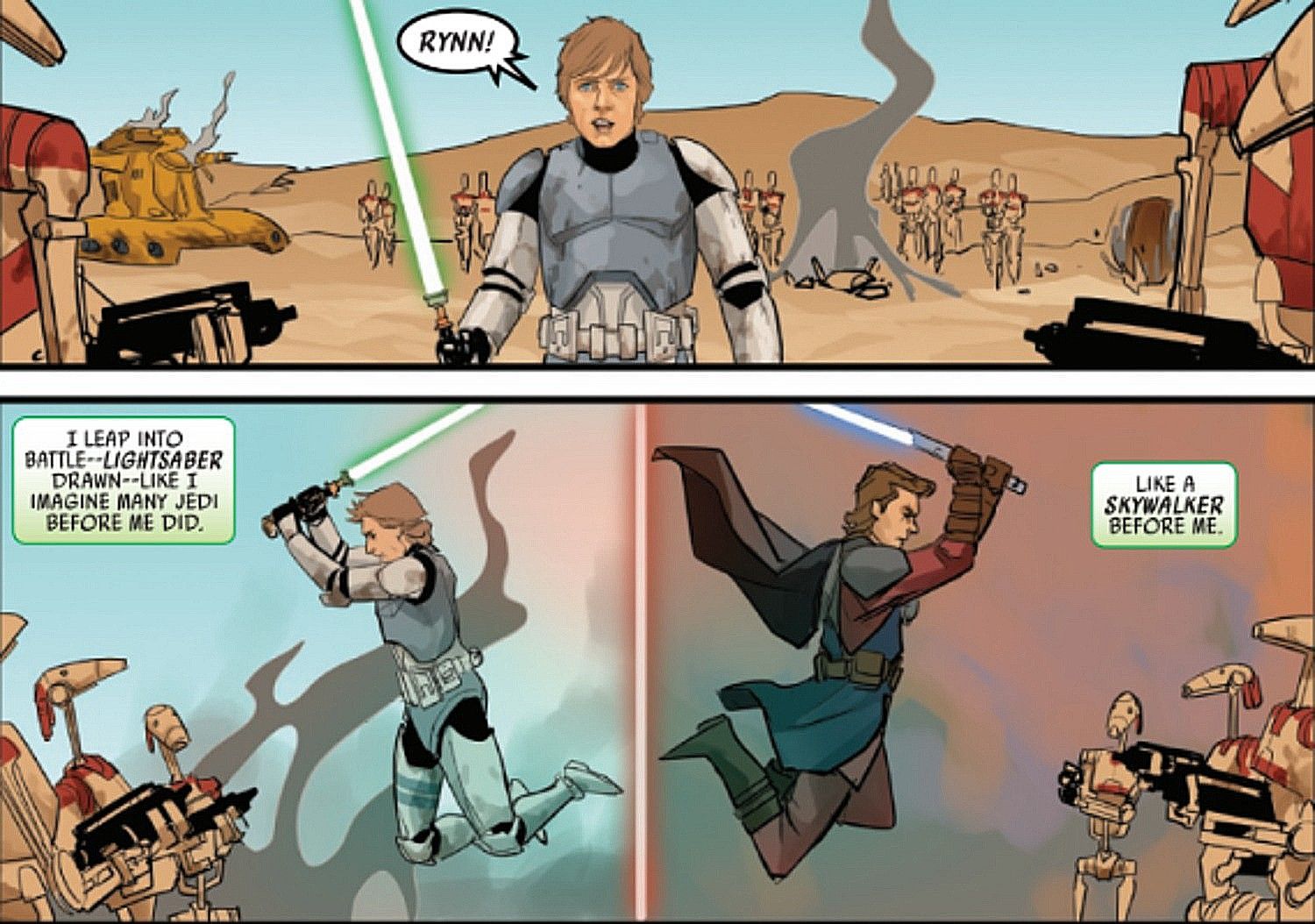 Luke Skywalker con mini spada laser