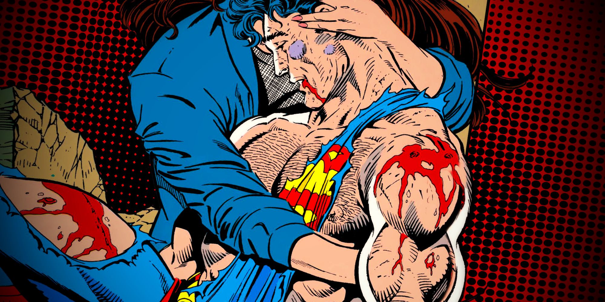 Superman Dying Bloody in Death of Superman Comic Art