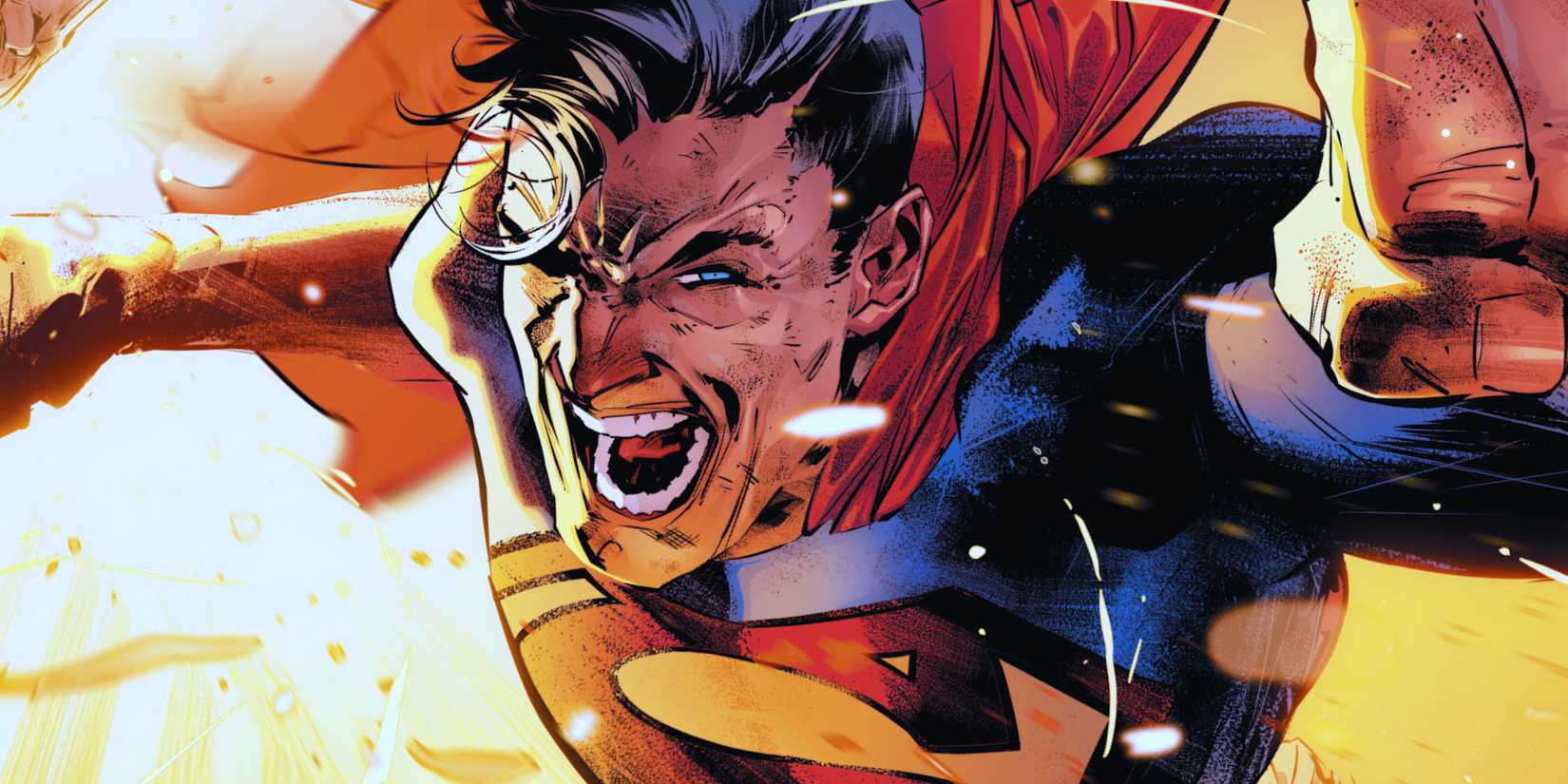 Superman Throwing Angry Punch in Jimenez Comic Art