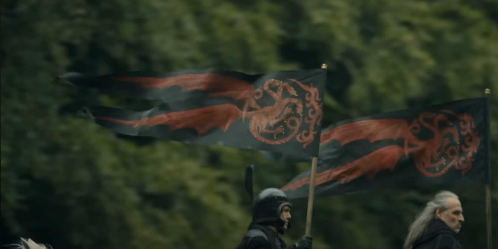 Bannerman carrying the flag bearing the Targaryen sigil in A Knight of the Seven Kingdoms (2026)