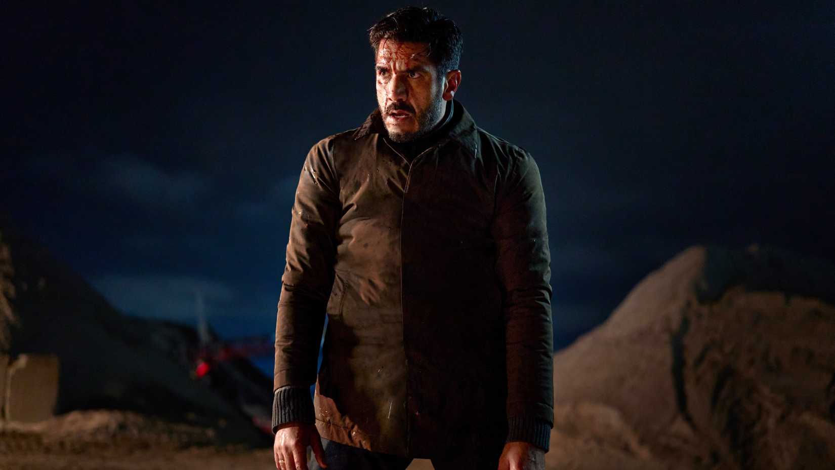 Afshin Firouzi with a bloody face in The Asset