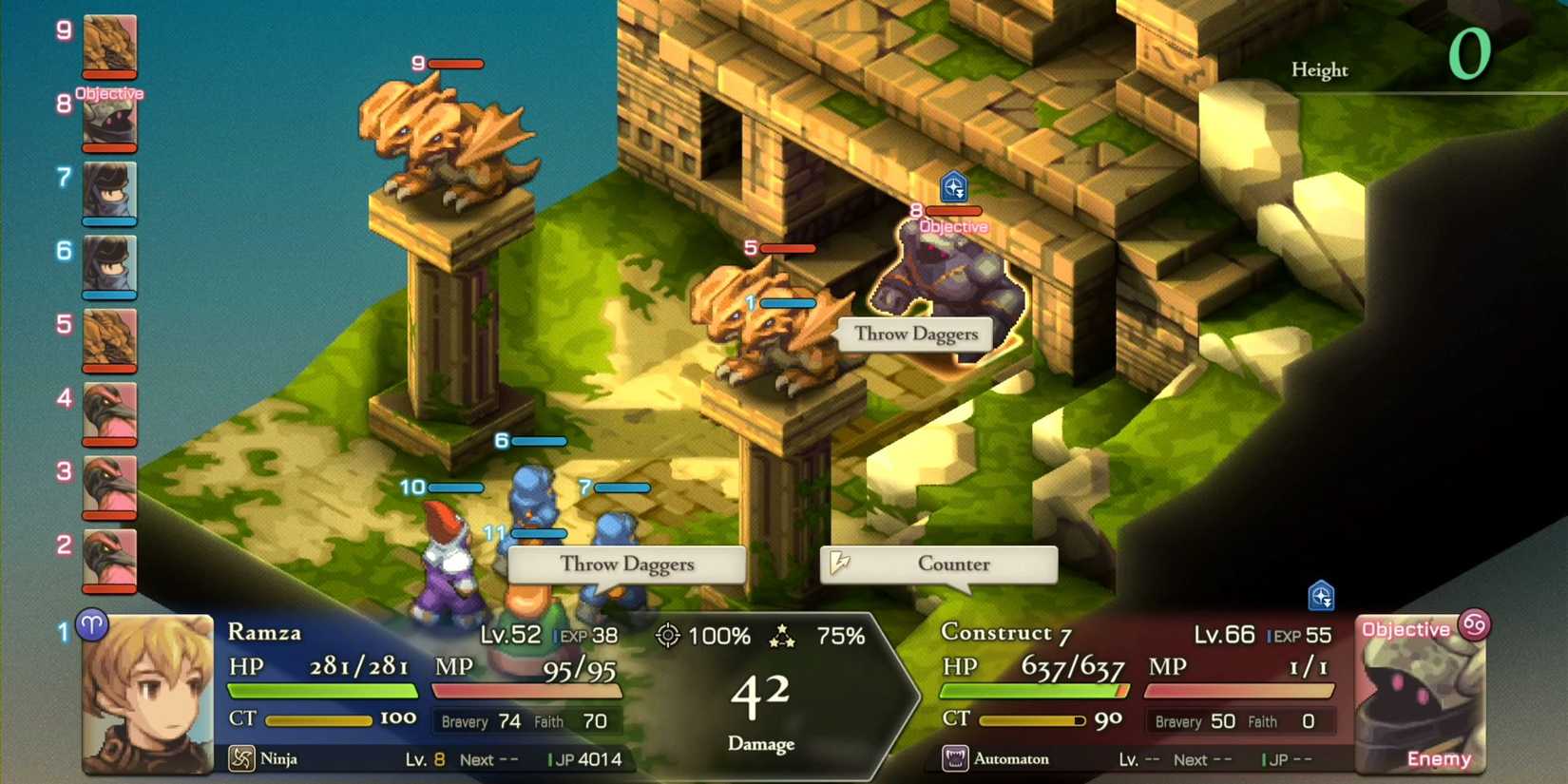 The battle against Construct 7 in Final Fantasy Tactics.