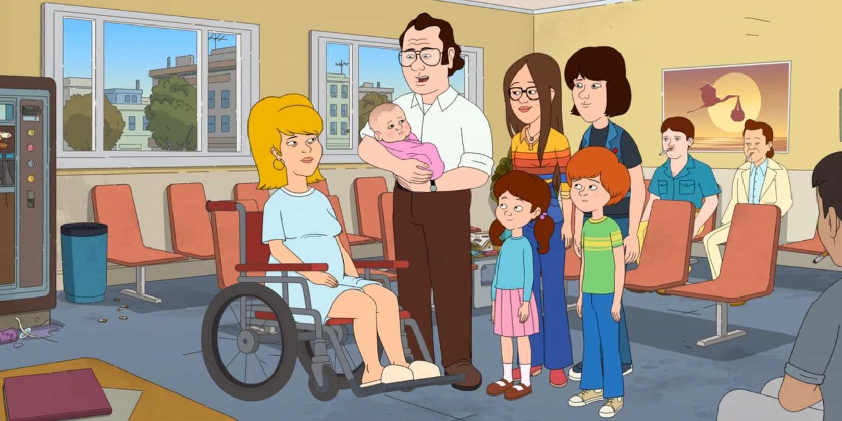 O elenco de F Is For Family no hospital