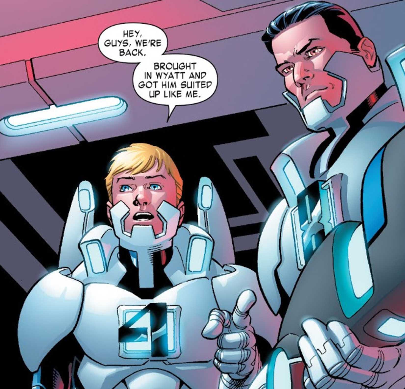 os quatro fantásticos equipam Wyatt Wingfoot com armadura