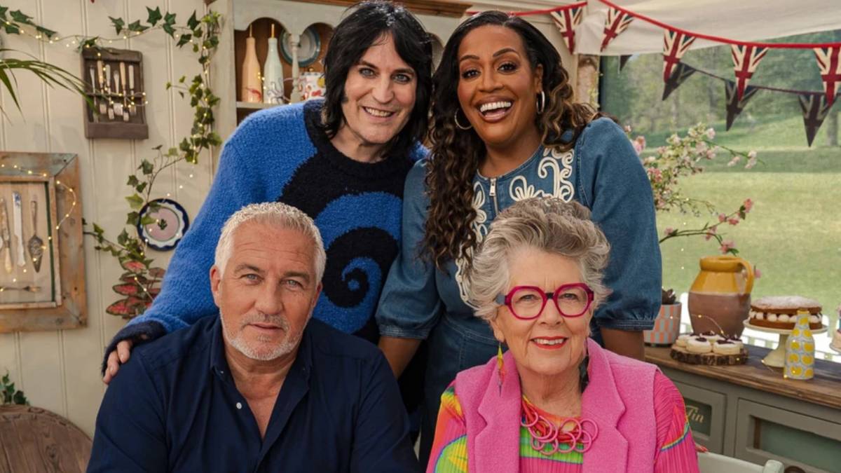 The Great British Bake Off hosts Paul Hollywood, Prue Leith, Alison Hammond, and Noel Fielding.