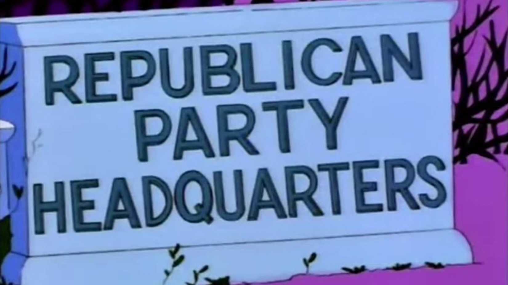 The Simpsons Republican Party sign