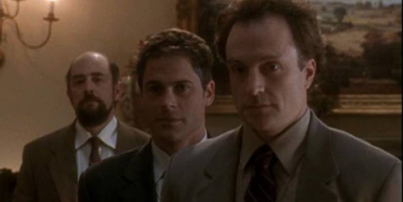 Toby (Richard Schiff), Sam (Rob Lowe) e Josh (Bradley Whitford) em The West Wing