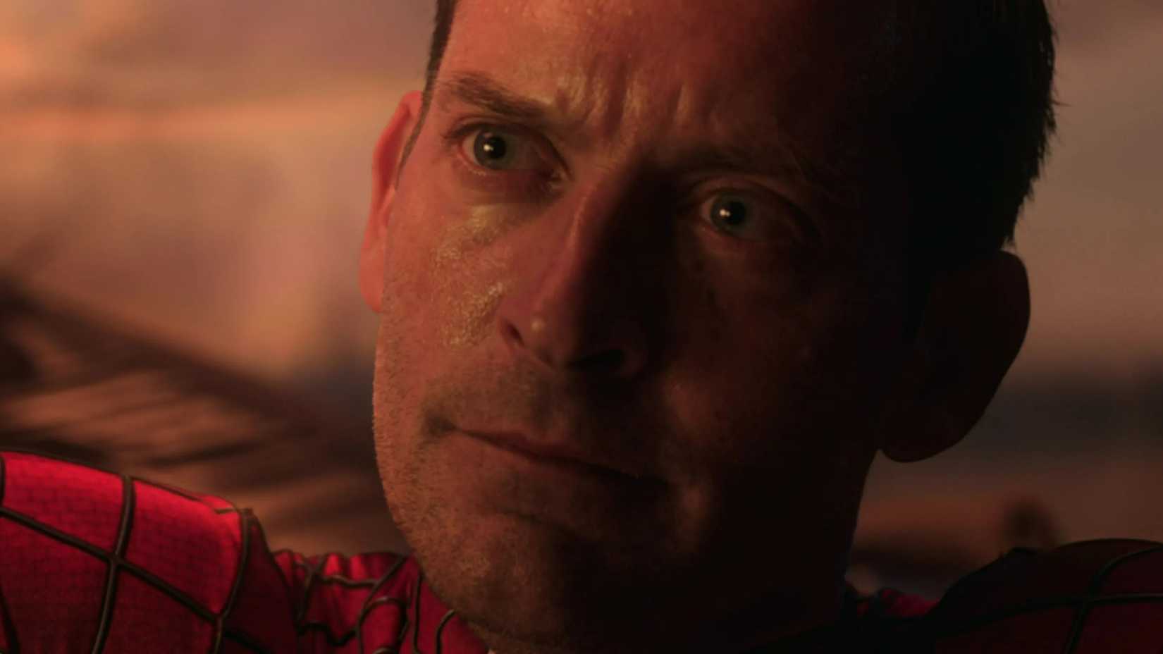 tobey maguire spider man looking intensely off screen in spider man no way home