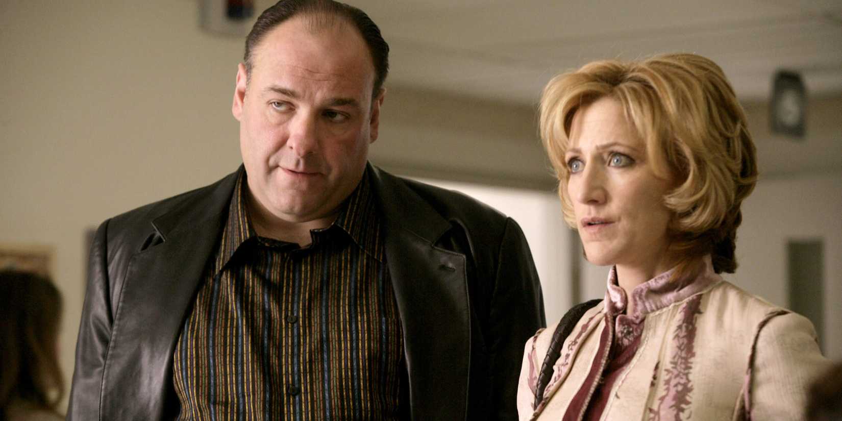Tony e Carmela Soprano em uma cena tensa de The Sopranos.